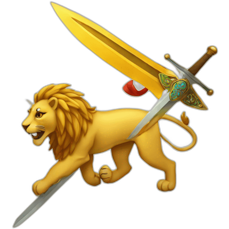 Iran lion, sun and sword emoji