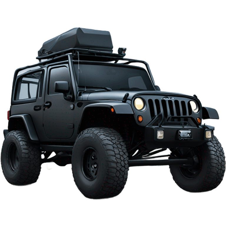 Black Jeep wrangler modded with lift and snorkel all black emoji