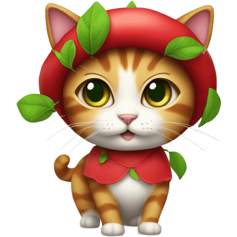 Cat wearing a cherry costume emoji