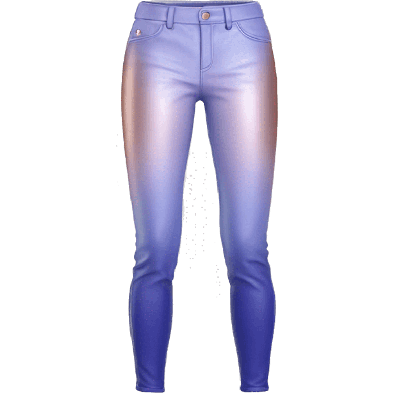 Realistic pair of rose gold to periwinkle ombre leather pants isolated.  emoji