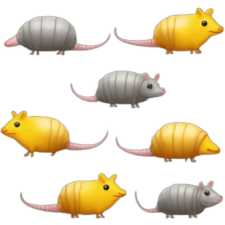 Gray pig armadillo centipede insect with yellow duck face emoji