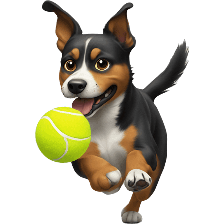 Dog chasing a tennis ball emoji