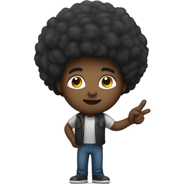 black guy with afro giving the salute  emoji