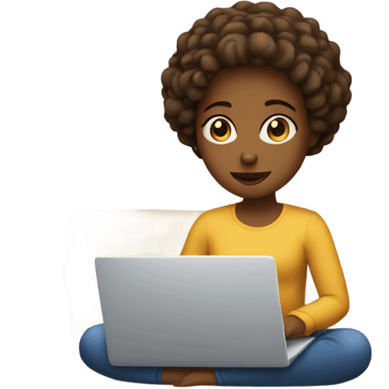 Girl on laptop sitting on couch emoji