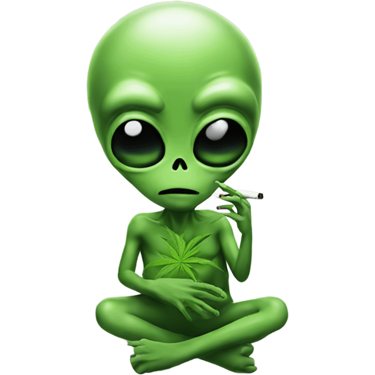 Alien smoking weed emoji