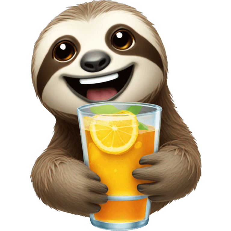 happy sloth with spritz emoji