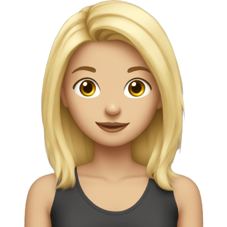 Blonde girl with cat emoji