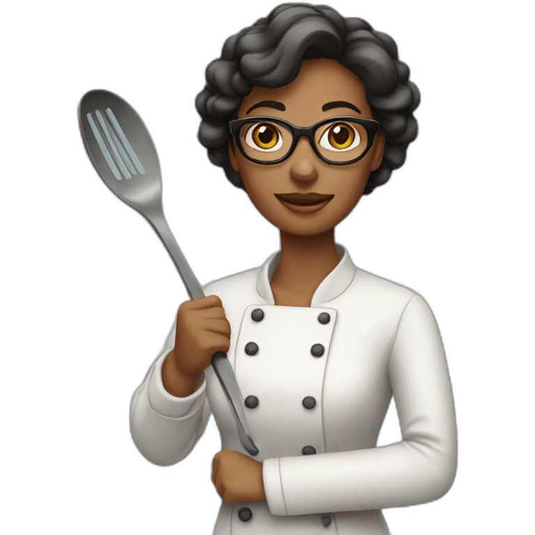 Woman with glasses cooking emoji