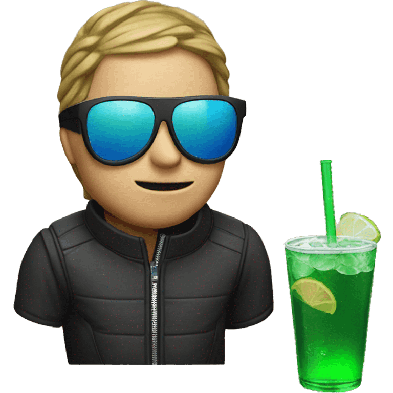 white man with ski mask and shades drinking sprite emoji