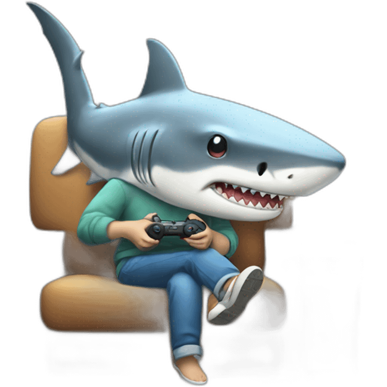 shark playing videogames emoji