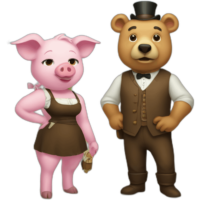 Lady pig and sir bear emoji