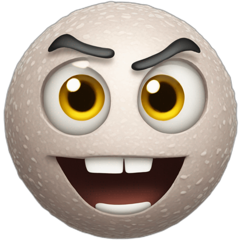 3d sphere with a cartoon filthy skin texture with big confident eyes emoji