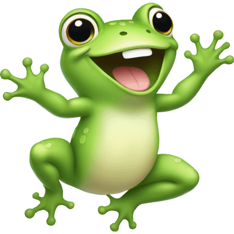 Happy cute frog jumping  emoji