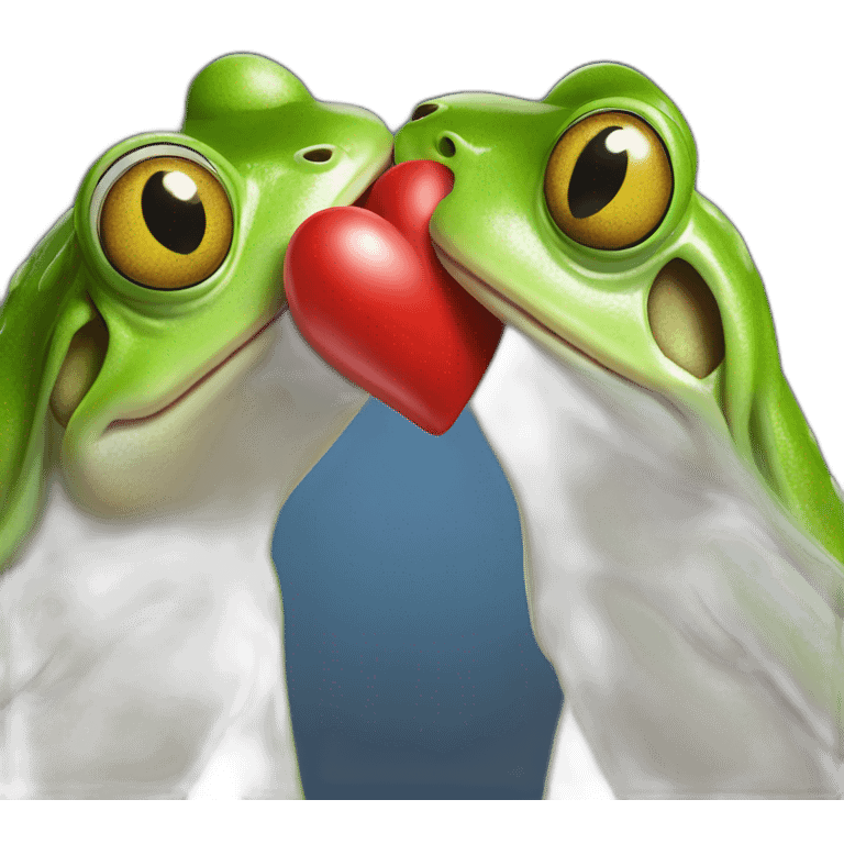 two frogs kissing with a heart over their heads emoji