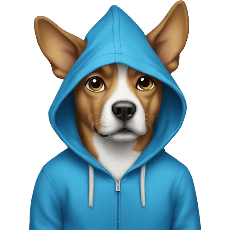 Dog wearing blue hoodie emoji