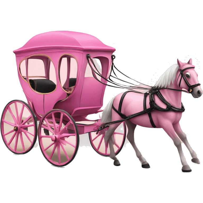 Realistic pink horse and carriage  emoji