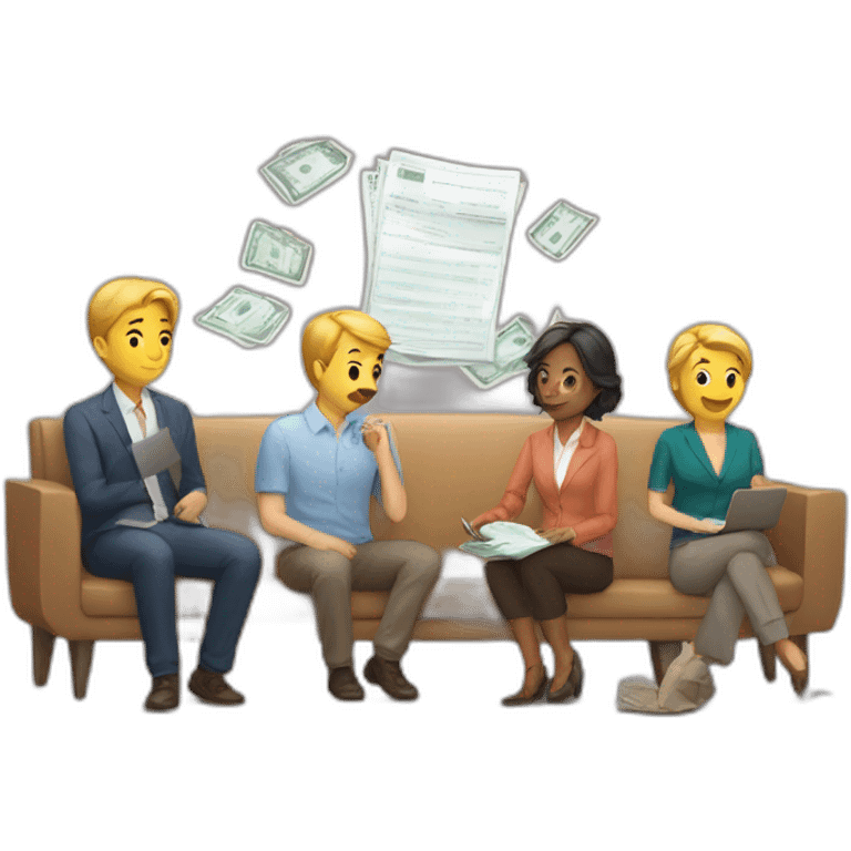 A group of people analyzing their personal finances emoji