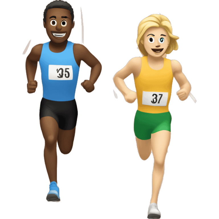 Two Caucasian characters Race to Finish Line emoji