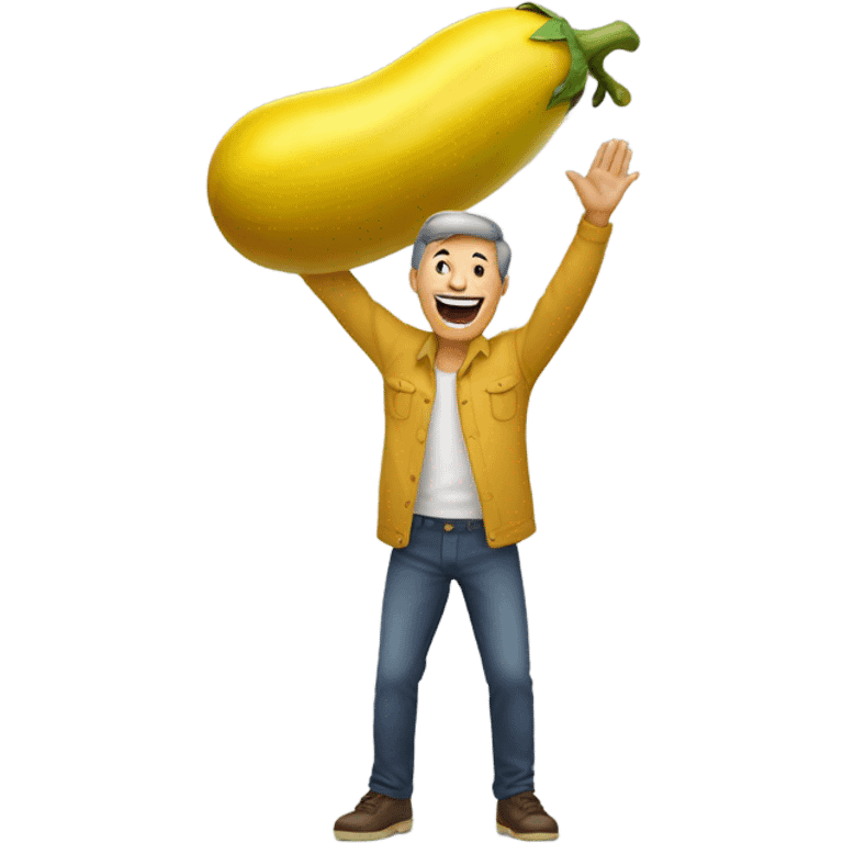 Man waving yellow eggplant  emoji