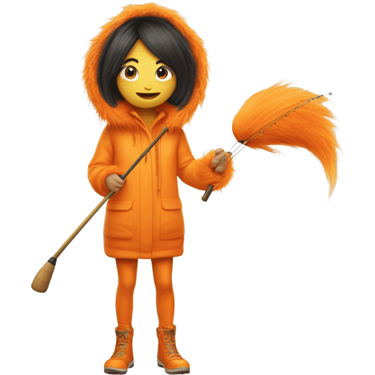 asian girl fishing in a lorax costume emoji