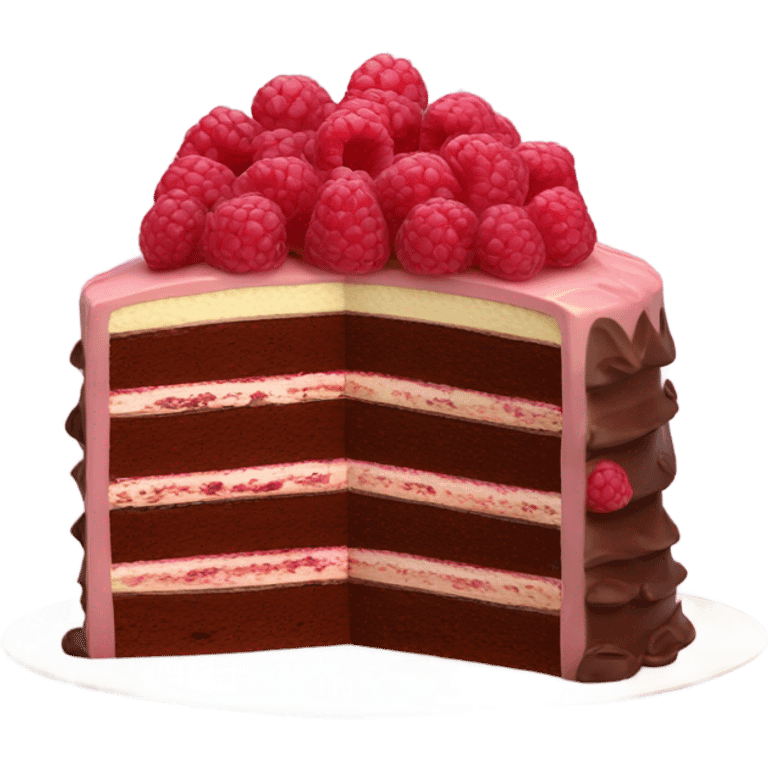 Realistic raspberry chocolate layered cake emoji