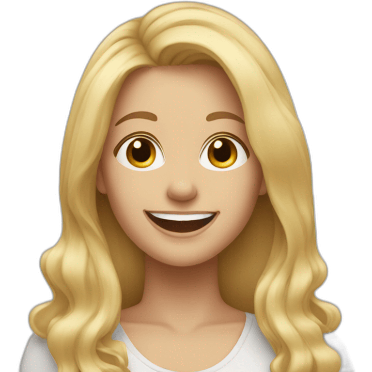 Happy mom with long blonde hair smiling emoji