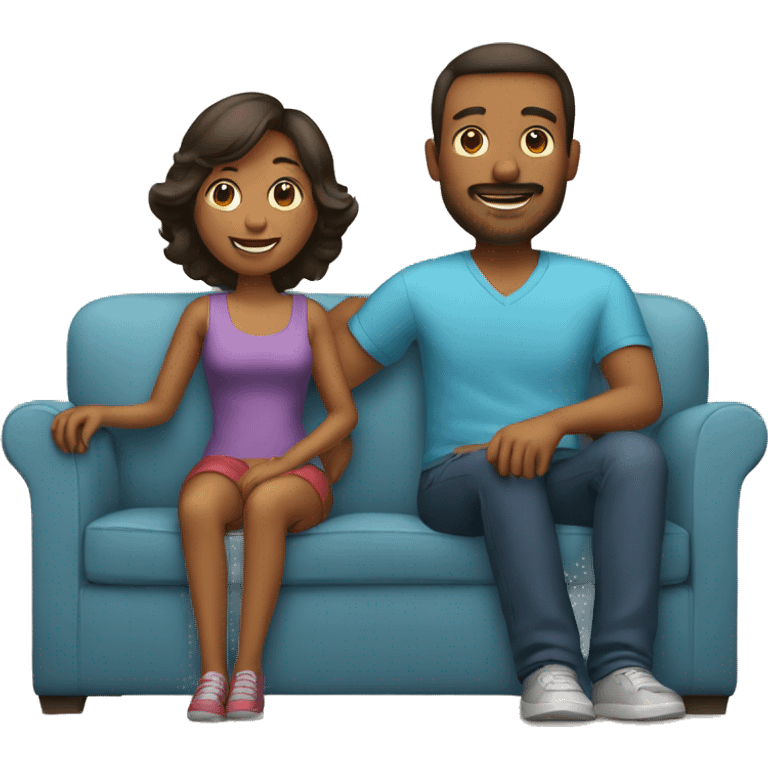 mom and dad and kid on couch emoji