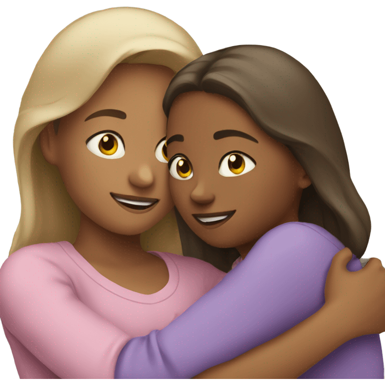 Mother and daughter hugging emoji