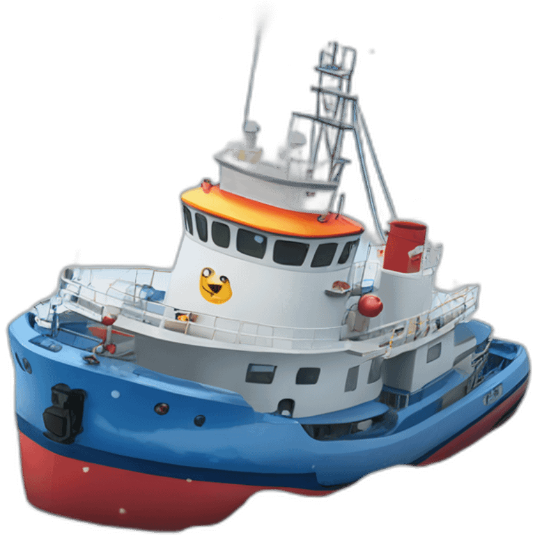 an offshore tug decorated for christmas crusing through ice pack emoji