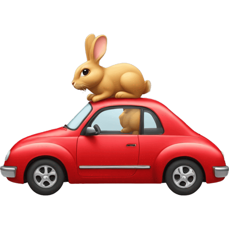 Rabit in the red car emoji