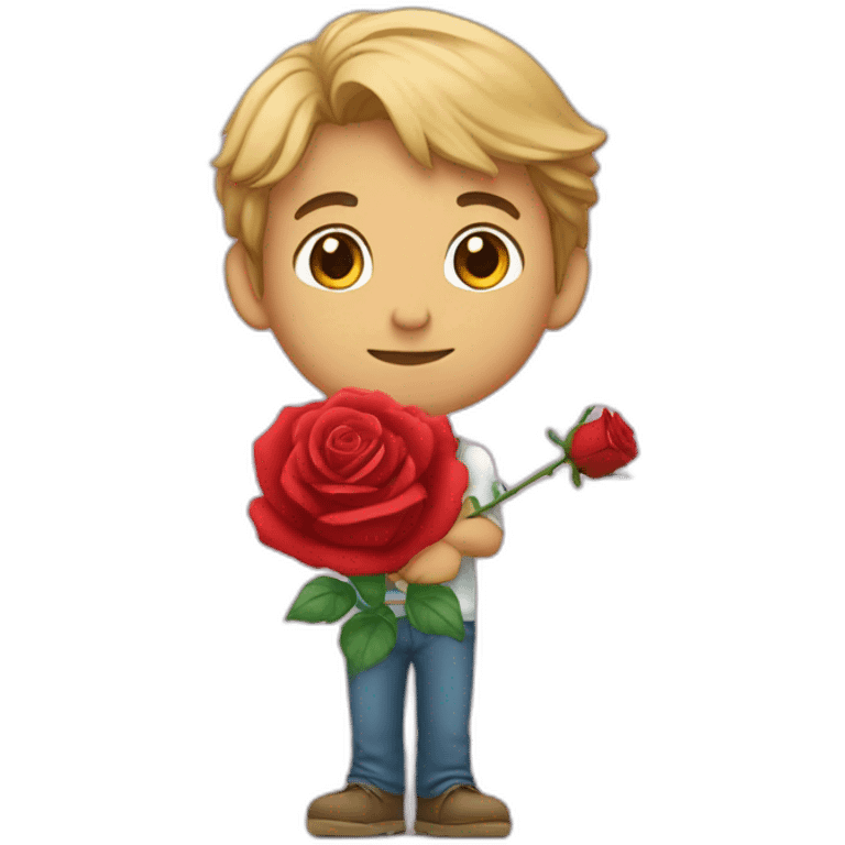 Un garçon qui tient une rose emoji