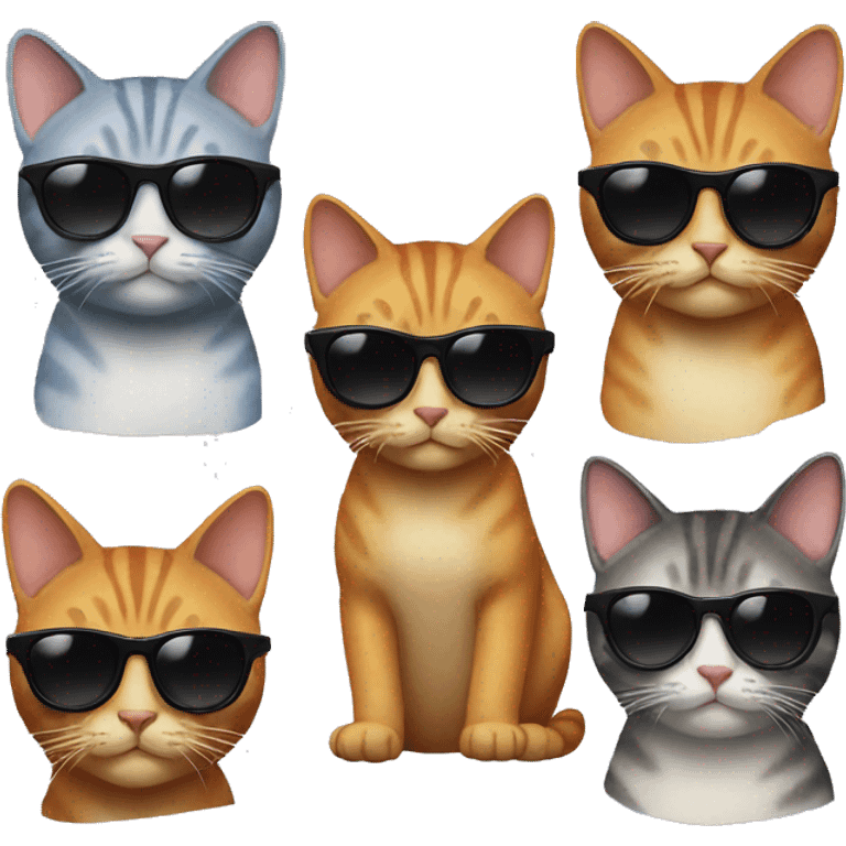 6 cool cats wearing sunglasses emoji