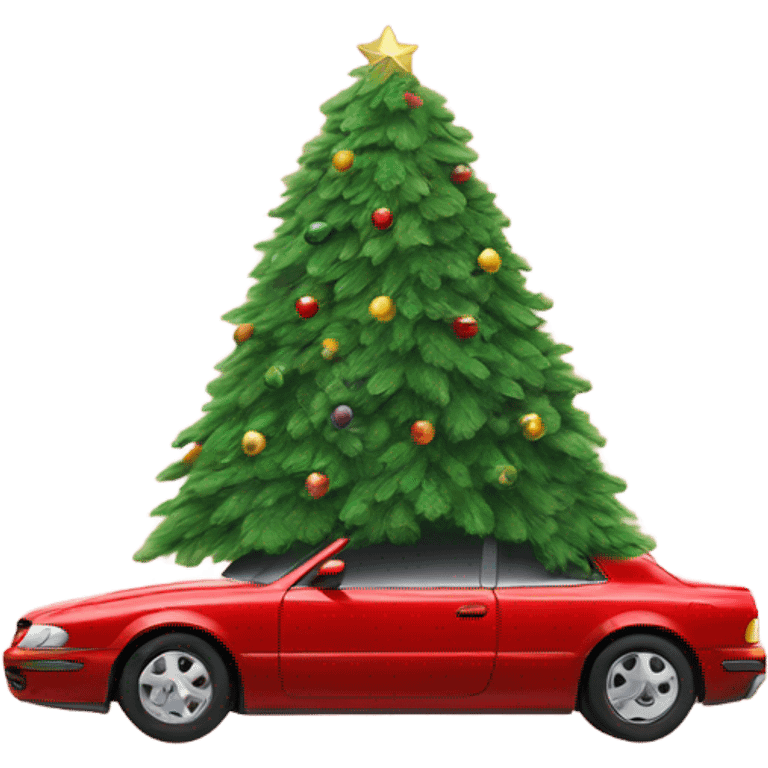 A Christmas tree in a car  emoji