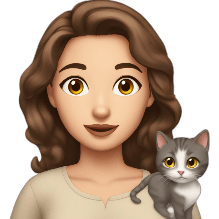 Brunette Anastasia with cat emoji