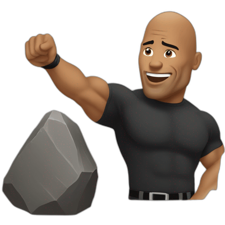 the rock throwing a rock at the rock emoji