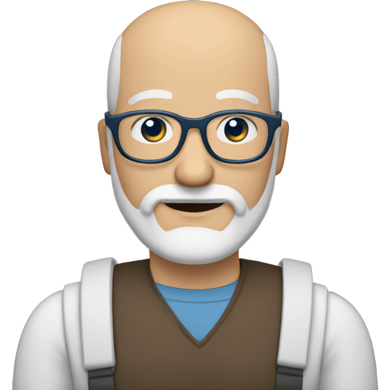  bald guy with a greying beard, brown moustache,  blue eyes and glasses emoji