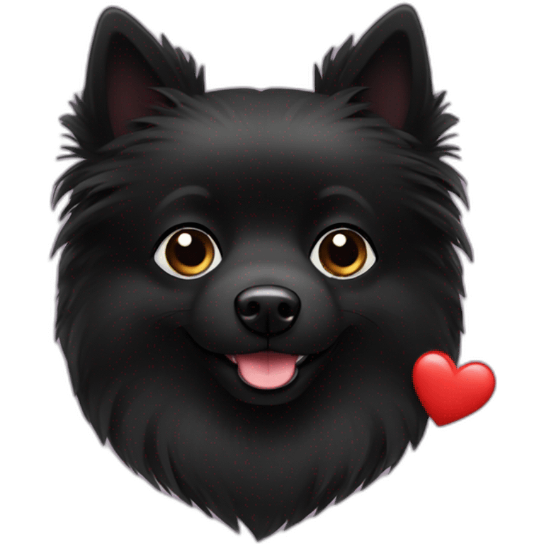 Little black spitz with heart emoji