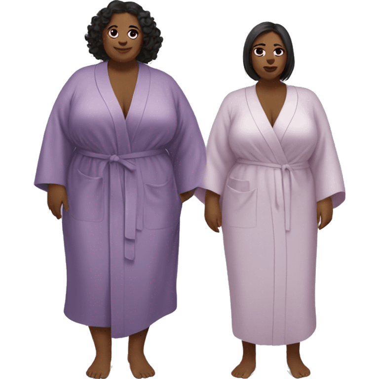 two plus size women in robes, cute. aesthetic emoji