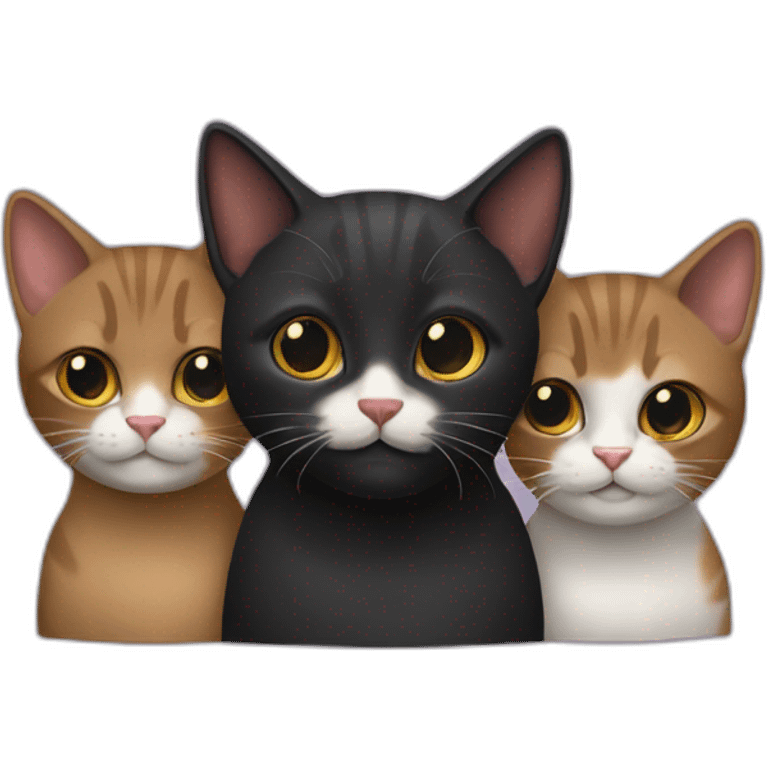 Gato negro con dos hermanos  emoji