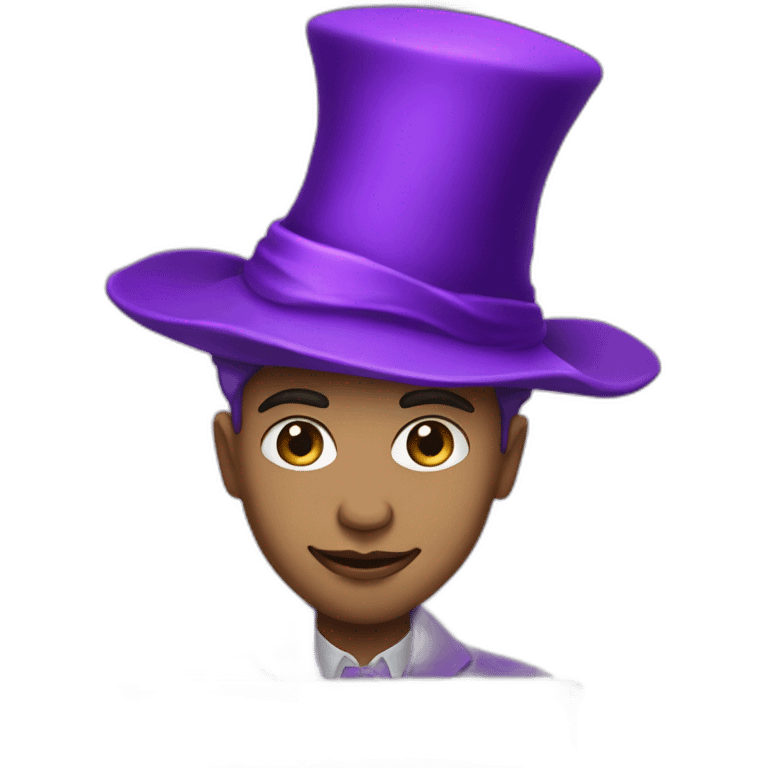 light skin magician with a purple magic hat working on a macbook emoji