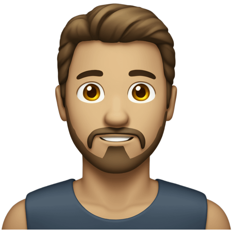 Brown haired man with goatee and mullet full body emoji