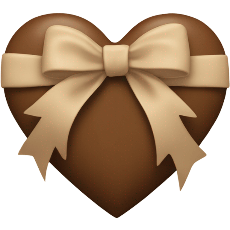 brown heart with beige bow emoji