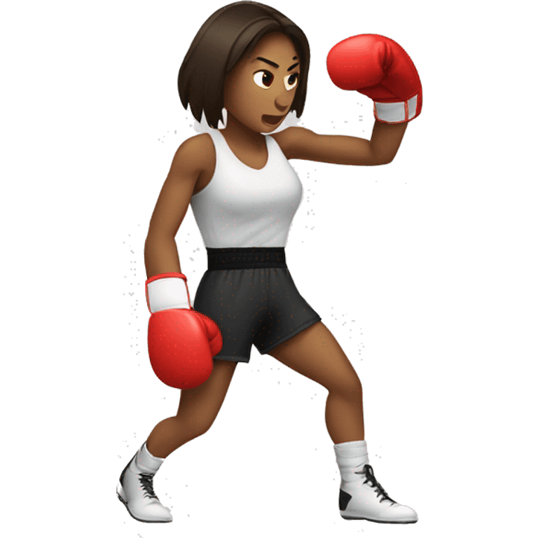 Brunette woman boxer throwing a punch emoji