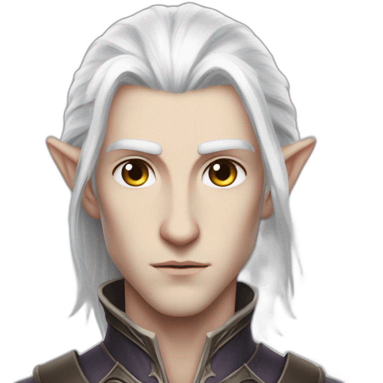 white hair pale elf male intimidating  emoji