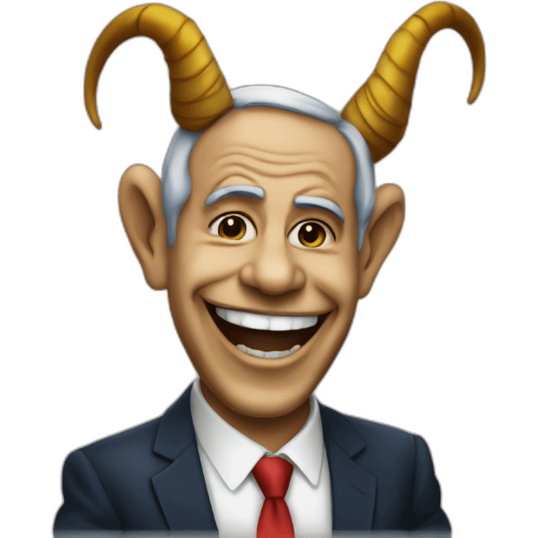 Bibi Netanyahu with horns and clown makeup emoji