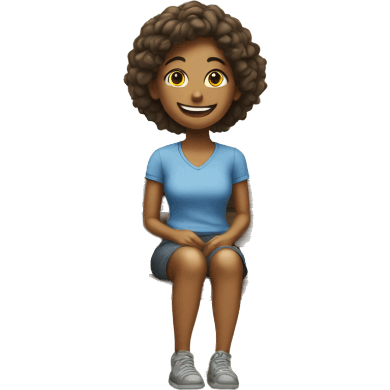 smiling girl on outdoor bench emoji