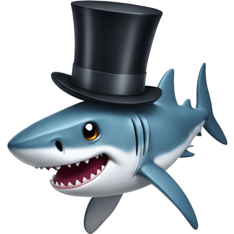 Shark with a top hat emoji