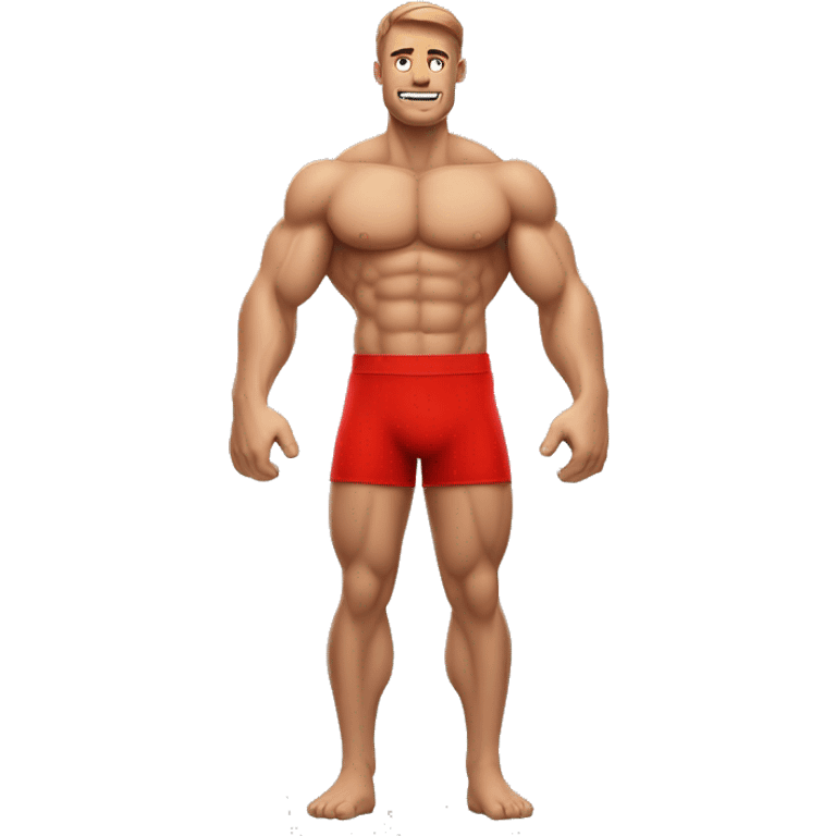 Homme musclé avec des pectoraux de couleurs rouges emoji