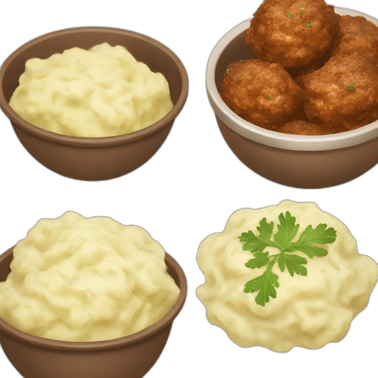 Meatballs and mashed potatoes emoji