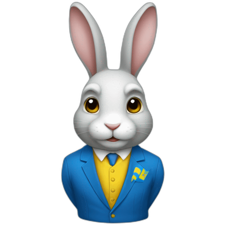 A rabbit in a suit in the color of the Ukrainian flag emoji